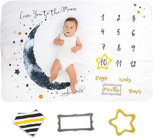 "Love You to the Moon" Baby Milestone Blanket